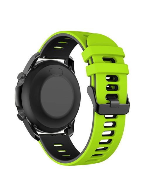 For Samsung Galaxy Watch3 45mm / Garmin Venu 3 Watch Strap 22mm Dual Color Silicone Watchband - Lime+Black