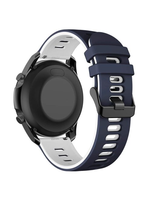 For Samsung Galaxy Watch3 45mm / Garmin Venu 3 Watch Strap 22mm Dual Color Silicone Watchband - Midnight Blue+White