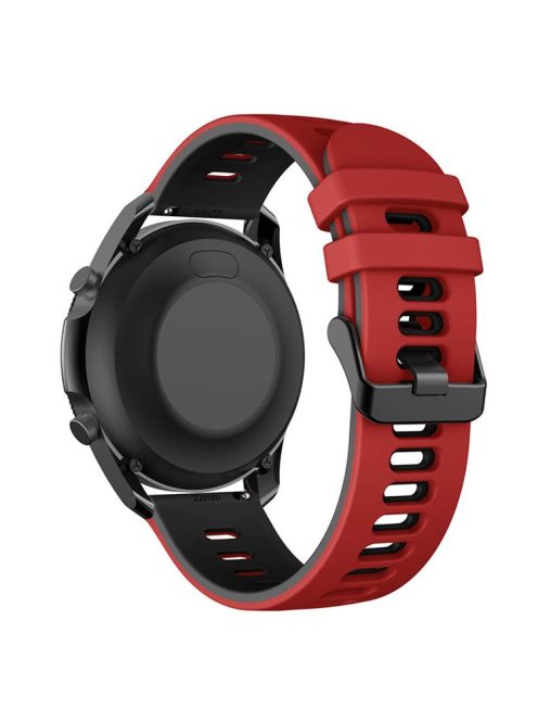 For Samsung Galaxy Watch3 45mm / Garmin Venu 3 Watch Strap 22mm Dual Color Silicone Watchband - Red+Black