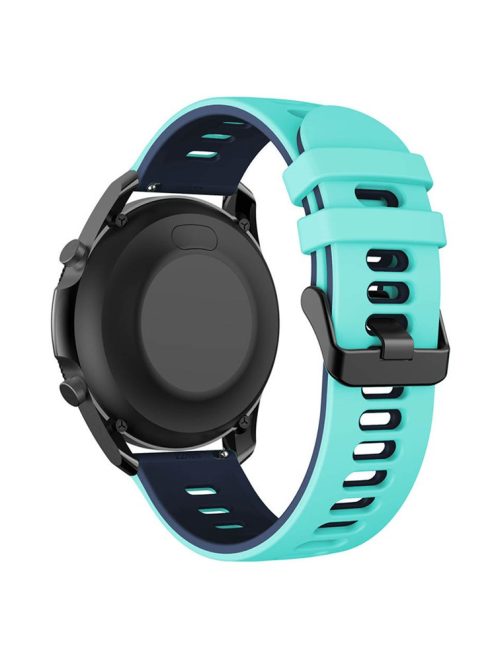 For Samsung Galaxy Watch3 45mm / Garmin Venu 3 Watch Strap 22mm Dual Color Silicone Watchband - Teal Green+Blue