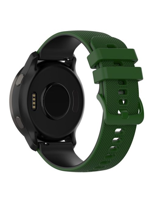 For Samsung Galaxy Watch3 45mm / Huawei Watch 3 / Garmin Forerunner 255 / Apex 46mm Silicone Watch Band 22mm Dual Color Adjustable Wrist Strap - Army Green / Black