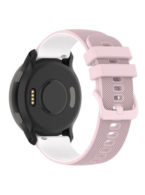 For Samsung Galaxy Watch3 45mm / Huawei Watch 3 / Garmin Forerunner 255 / Apex 46mm Silicone Watch Band 22mm Dual Color Adjustable Wrist Strap - Pink / White