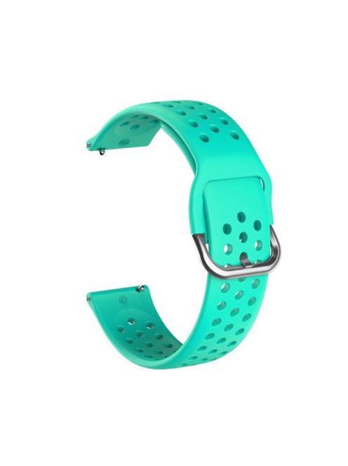 For Samsung Galaxy Watch3 45mm SM-R840 / Garmin Vivoactive 4 Watch Band Replacement 22mm Round Holes Breathable Soft Silicone Strap with Quick Release Pin - Mint Green / Silver Buckle