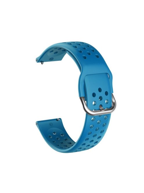 For Samsung Galaxy Watch3 45mm SM-R840 / Garmin Vivoactive 4 Watch Band Replacement 22mm Round Holes Breathable Soft Silicone Strap with Quick Release Pin - Sky Blue / Silver Buckle