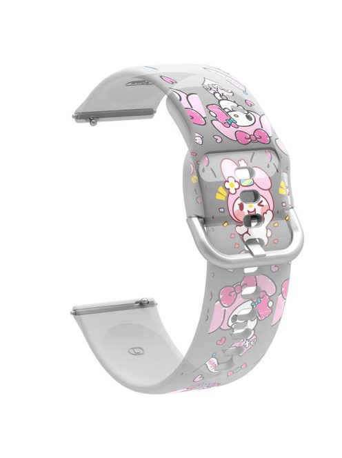 For Samsung Galaxy Watch3 45mm/Huawei Watch GT 3 Pro 46mm/Garmin Venu 2 Silicone Watch Band 22mm Pattern Printed Bracelet Strap Replacement - Cute Rabbit