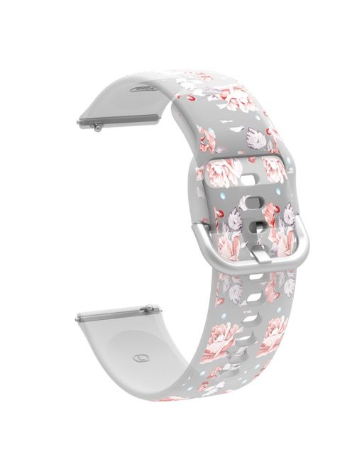 For Samsung Galaxy Watch3 45mm/Huawei Watch GT 3 Pro 46mm/Garmin Venu 2 Silicone Watch Band 22mm Pattern Printed Bracelet Strap Replacement - Pink Flowers