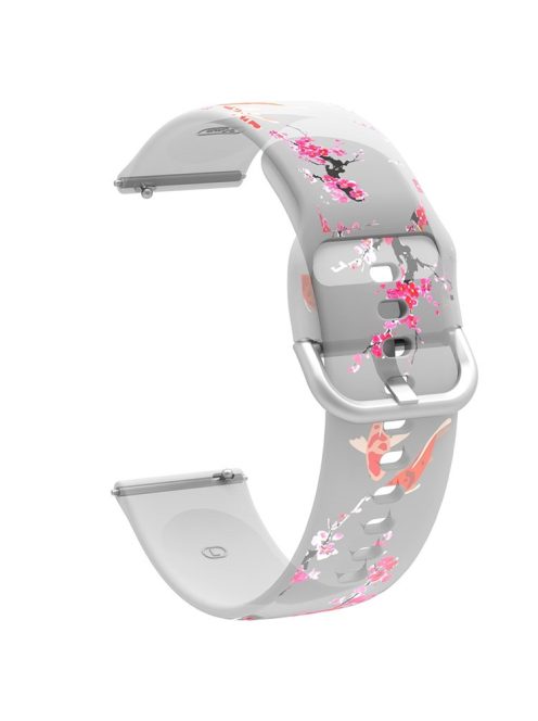 For Samsung Galaxy Watch3 45mm/Huawei Watch GT 3 Pro 46mm/Garmin Venu 2 Silicone Watch Band 22mm Pattern Printed Bracelet Strap Replacement - Plum Blossom/Carp