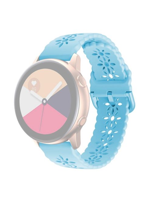 For Samsung Galaxy Watch3 45mm/Huawei Watch GT 3 Pro 46mm/Garmin Venu 2 Soft Silicone Sport Strap 22mm Hollowed-out Plum Blossom Replacement Wristband - Baby Blue