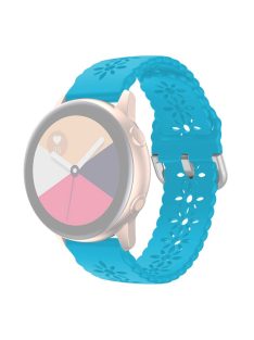   For Samsung Galaxy Watch3 45mm/Huawei Watch GT 3 Pro 46mm/Garmin Venu 2 Soft Silicone Sport Strap 22mm Hollowed-out Plum Blossom Replacement Wristband - Luminous Blue