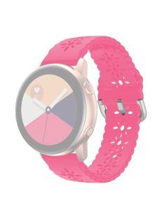   For Samsung Galaxy Watch3 45mm/Huawei Watch GT 3 Pro 46mm/Garmin Venu 2 Soft Silicone Sport Strap 22mm Hollowed-out Plum Blossom Replacement Wristband - Luminous Pink