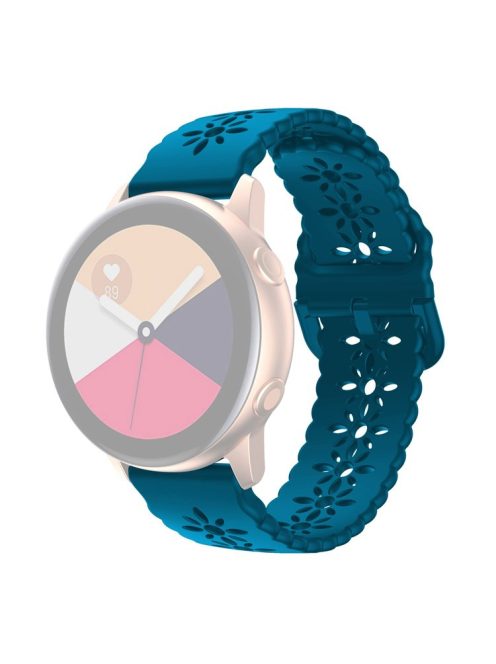 For Samsung Galaxy Watch3 45mm/Huawei Watch GT 3 Pro 46mm/Garmin Venu 2 Soft Silicone Sport Strap 22mm Hollowed-out Plum Blossom Replacement Wristband - Rock Cyan