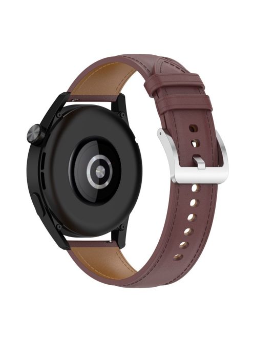 For Samsung Galaxy Watch3 45mm/Huawei Watch GT 3/Honor Watch GS3/Garmin/Xiaomi Mi Watch S1 22mm Genuine Leather Strap Watch Band - Dark Brown