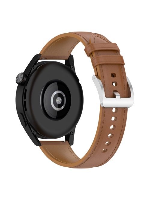 For Samsung Galaxy Watch3 45mm/Huawei Watch GT 3/Honor Watch GS3/Garmin/Xiaomi Mi Watch S1 22mm Genuine Leather Strap Watch Band - Light Brown