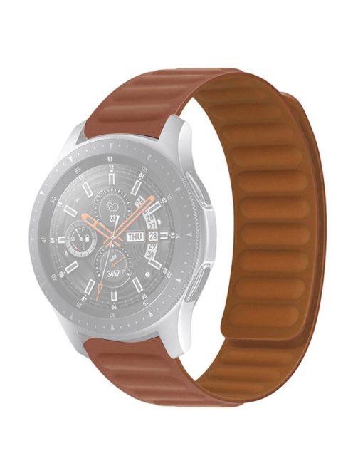 For Samsung Galaxy Watch4 40mm/44mm/Garmin Venu 2 Plus Silicone Watch Band 20mm Magnetic Wrist Strap Replacement - Brown