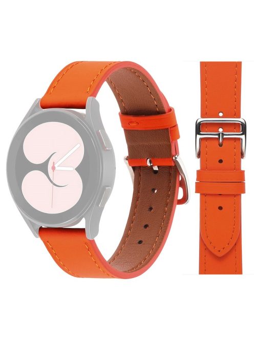 For Samsung Galaxy Watch4 40mm/44mm/Garmin Venu 2 Plus Watch Band 20mm Textured Genuine Leather Wrist Strap Replacement - Orange