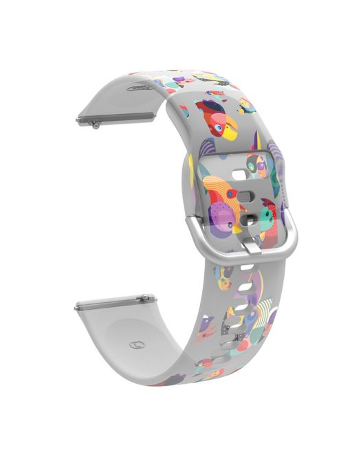 For Samsung Galaxy Watch4 40mm/44mm/Watch4 Classic 42mm/Garmin Venu 2 Plus Pattern Printed Watchband 20mm Adjustable Silicone Strap - Bird/Chick