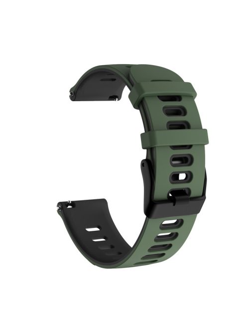 For Samsung Galaxy Watch4 44mm 40mm/Watch4 Classic 46mm 42mm/Gear S2/Garmin Forerunner 245 20mm Dual-color Silicone Smart Watch Band Replacement Strap (Black Buckle) - Army Green/Black