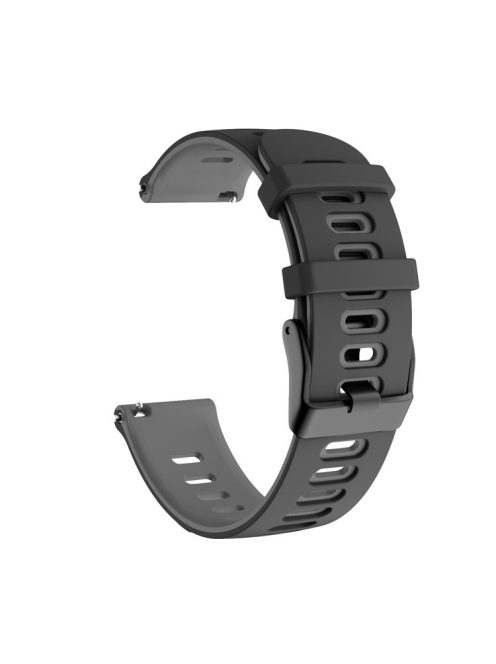 For Samsung Galaxy Watch4 44mm 40mm/Watch4 Classic 46mm 42mm/Gear S2/Garmin Forerunner 245 20mm Dual-color Silicone Smart Watch Band Replacement Strap (Black Buckle) - Black/Grey