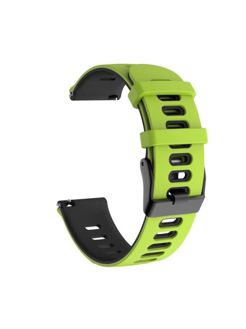 For Samsung Galaxy Watch4 44mm 40mm/Watch4 Classic 46mm 42mm/Gear S2/Garmin Forerunner 245 20mm Dual-color Silicone Smart Watch Band Replacement Strap (Black Buckle) - Green/Black