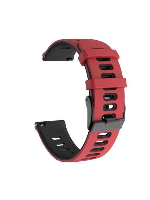 For Samsung Galaxy Watch4 44mm 40mm/Watch4 Classic 46mm 42mm/Gear S2/Garmin Forerunner 245 20mm Dual-color Silicone Smart Watch Band Replacement Strap (Black Buckle) - Red/Black