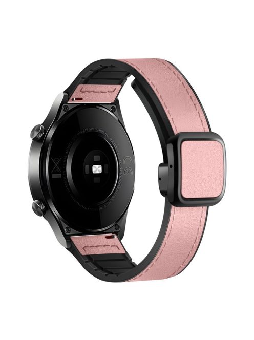 For Samsung Galaxy Watch6 / Garmin Venu Sq 2 Watch Band 20mm PU Leather+Silicone Strap - Pink