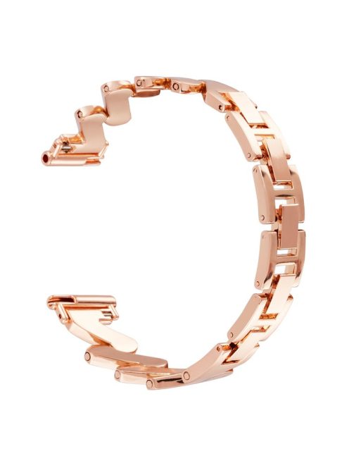 For Samsung Galaxy Watch6 40mm 44mm / Garmin Venu Watch Band 20mm Wave Zinc Alloy Strap - Rose Gold