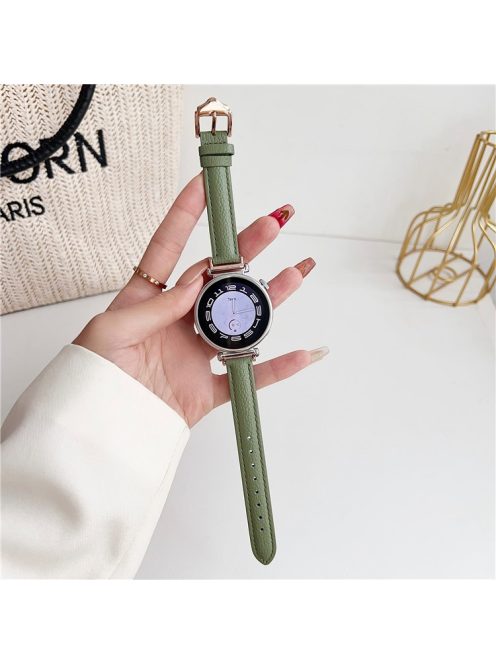 For Samsung Galaxy Watch6 Classic 43mm 47mm / Garmin Venu Leather Band 20mm Watch Strap  - Light Green