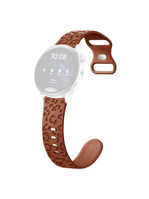 For Samsung Galaxy Watch6 Classic 47mm / 43mm / Garmin Venu Sq 2 20mm Silicone Watch Band Leopard Printed - Brown