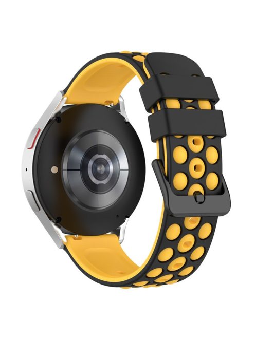 For Samsung, Huawei, Huami, Garmin, Polar Universal Watch Strap Silicone 22mm Watch Band with Multi Round Holes - Black  /  Yellow