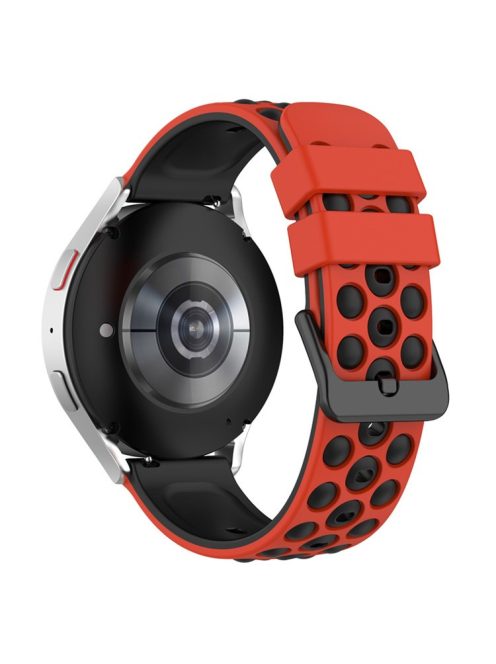 For Samsung, Huawei, Huami, Garmin, Polar Universal Watch Strap Silicone 22mm Watch Band with Multi Round Holes - Red  /  Black