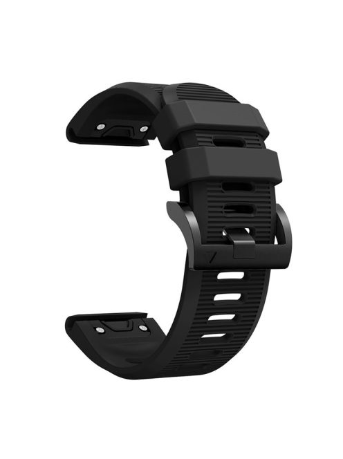 Horizontal Streak with Black Triangle Buckle Silicone Watch Band for Garmin Fenix 5X - Black