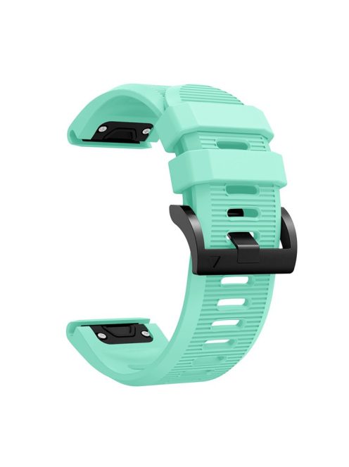 Horizontal Streak with Black Triangle Buckle Silicone Watch Band for Garmin Fenix 5X - Cyan