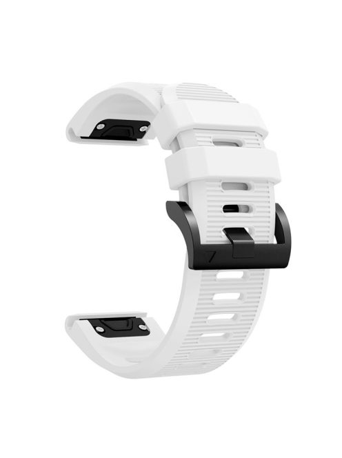 Horizontal Streak with Black Triangle Buckle Silicone Watch Band for Garmin Fenix 5X - White