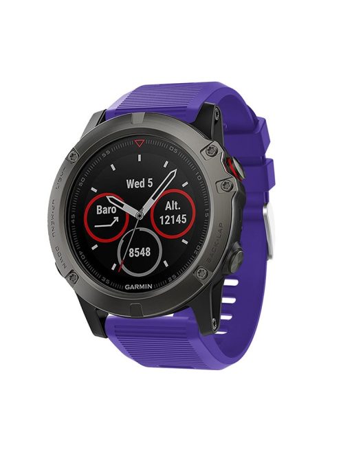 Horizontal Stripes Soft Silicone Watch Strap Replacement for Garmin Fenix 5X Plus - Purple