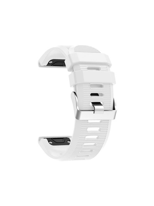 Horizontal Stripes Soft Silicone Watch Strap Replacement for Garmin Fenix 5X Plus - White