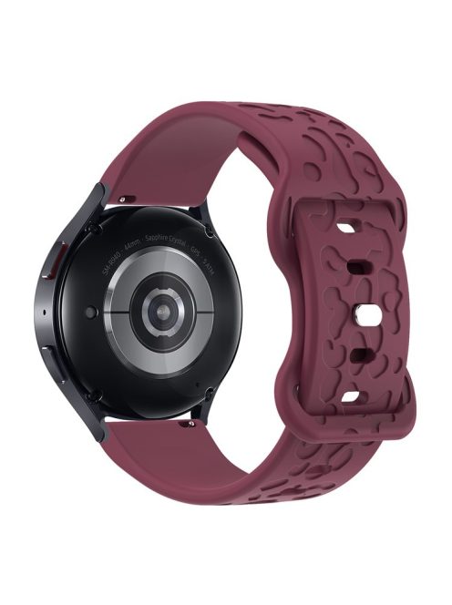 KALEBOL 18mm Silicone Strap for Huawei Watch GT 4 41mm / Garmin Venu 3S Leopard Texture Watch Band - Wine Red