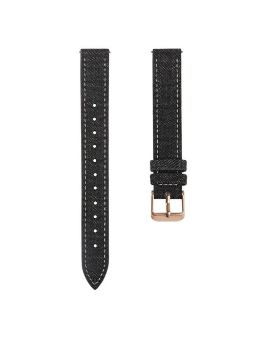 KALEBOL For Garmin Lily 2 Watch Band Linen Leather Adjustable Wrist Strap - Black