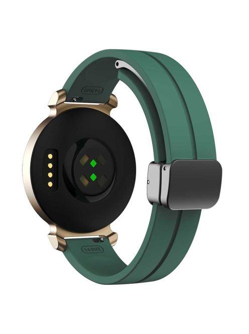 KALEBOL For Garmin Lily 2 Watch Strap Magnetic Buckle Silicone Wrist Band - Pine Green+Black Buckle