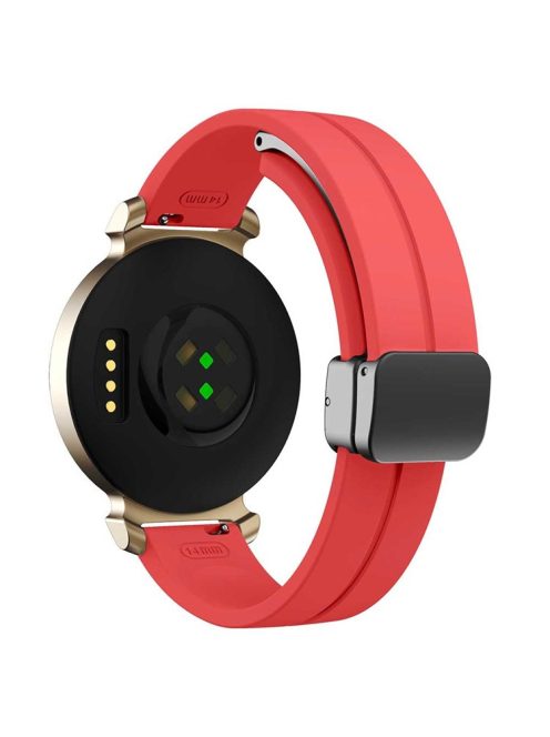 KALEBOL For Garmin Lily 2 Watch Strap Magnetic Buckle Silicone Wrist Band - Red+Black Buckle