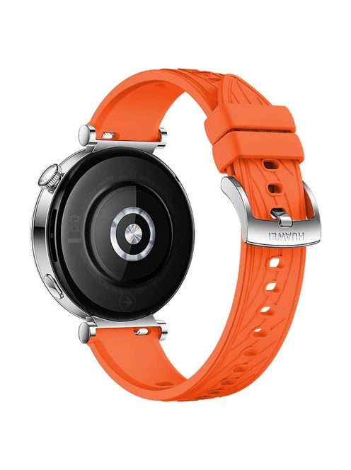 KALEBOL For Huawei Watch GT 4 41mm / Garmin Venu 3S / Asus Zenwatch 3 WI503Q Silicone Watch Band 18mm - Orange / Silver