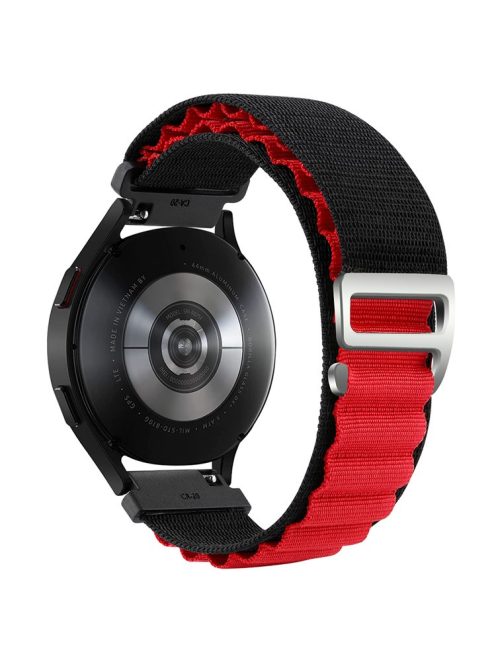 KALEBOL KLB-GSNL-001 For Huawei Watch GT 4 41mm / Garmin Venu 3S 18mm Watch Strap Adjustable Nylon Loop Band - Black+Red