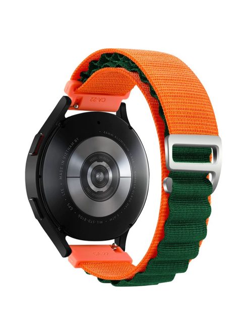 KALEBOL KLB-GSNL-001 For Huawei Watch GT 4 41mm / Garmin Venu 3S 18mm Watch Strap Adjustable Nylon Loop Band - Orange+Green