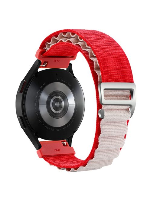 KALEBOL KLB-GSNL-001 For Huawei Watch GT 4 41mm / Garmin Venu 3S 18mm Watch Strap Adjustable Nylon Loop Band - Red+White