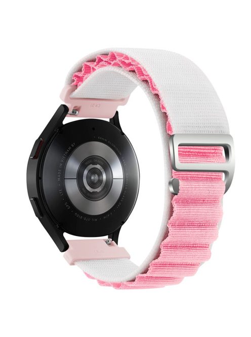 KALEBOL KLB-GSNL-001 For Huawei Watch GT 4 41mm / Garmin Venu 3S 18mm Watch Strap Adjustable Nylon Loop Band - Starlight+Pink