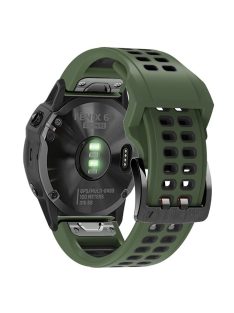   KALEBOL KLB-LWGJ-001 For Garmin Fenix 7  /  7 Pro Watch Band QuickFit 22mm Breathable Double Row Holes Strap - Army Green+Black