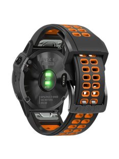   KALEBOL KLB-LWGJ-001 For Garmin Fenix 7  /  7 Pro Watch Band QuickFit 22mm Breathable Double Row Holes Strap - Black+Orange