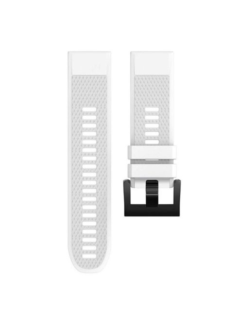 KALEBOL KLB-SJLWGJ-001 For Garmin Fenix 7X / Fenix 7X Pro Watch Band 26mm Triangular Diamond Pattern Silicone Strap - White