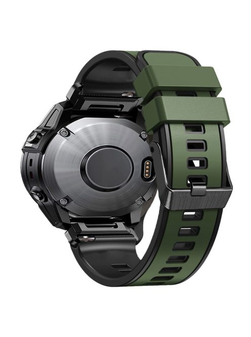 KALEBOL KLB-SSGJ-001 For Garmin Fenix 7X / 7X Pro Silicone Watch Band 26mm Strap Dual Color - Army Green+Black