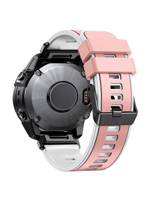 KALEBOL KLB-SSGJ-001 For Garmin Fenix 7X / 7X Pro Silicone Watch Band 26mm Strap Dual Color - Pink+White