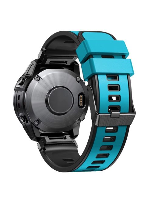 KALEBOL KLB-SSGJ-001 For Garmin Fenix 7X / 7X Pro Silicone Watch Band 26mm Strap Dual Color - Sky Blue+Black